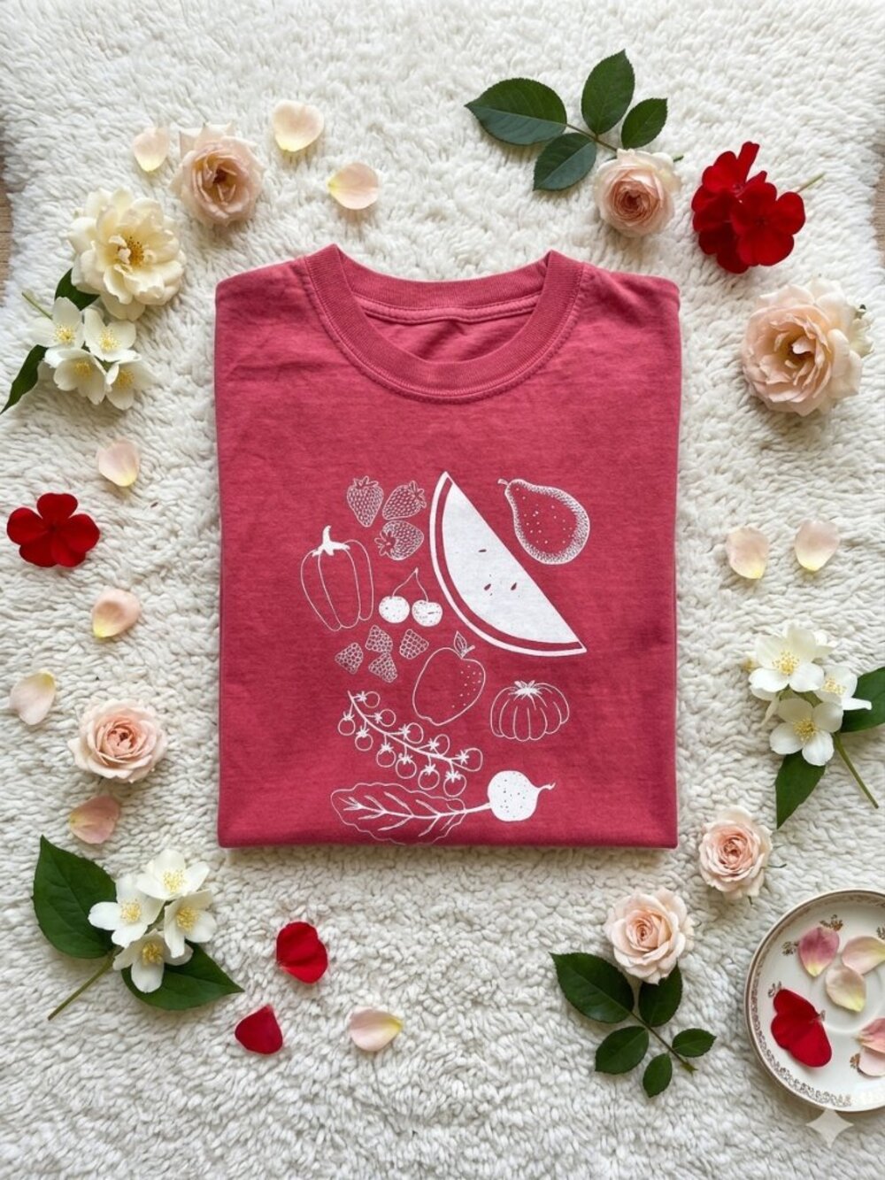 Hand Printed Veggie T-Shirt 🥕🌿 | Garden Graphic Tee | Artisan Foodie Aesthetic
